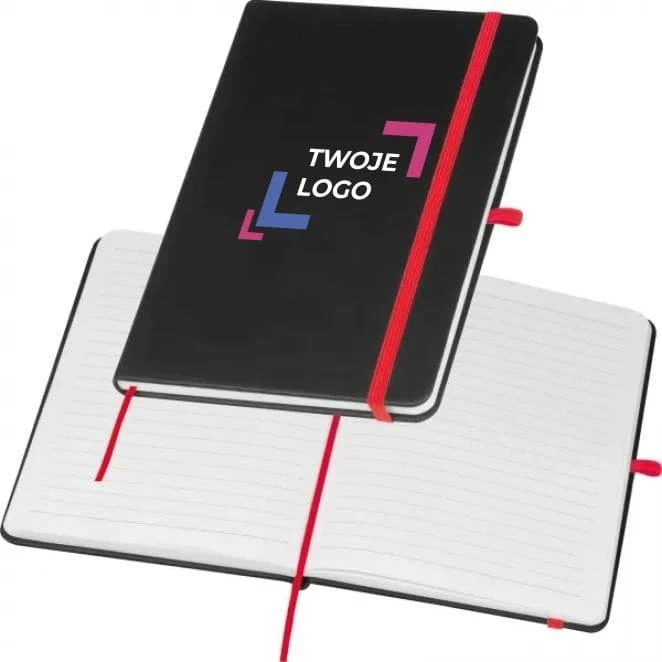 Notatnik A5 w linie okładką z PU 14,2 x 21 cm z logo Zdjęcie
