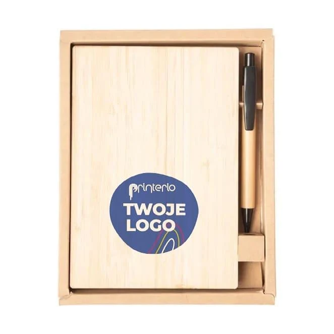 Zestaw bambusowy z notesem Lorca z logo firmy Zdjęcie