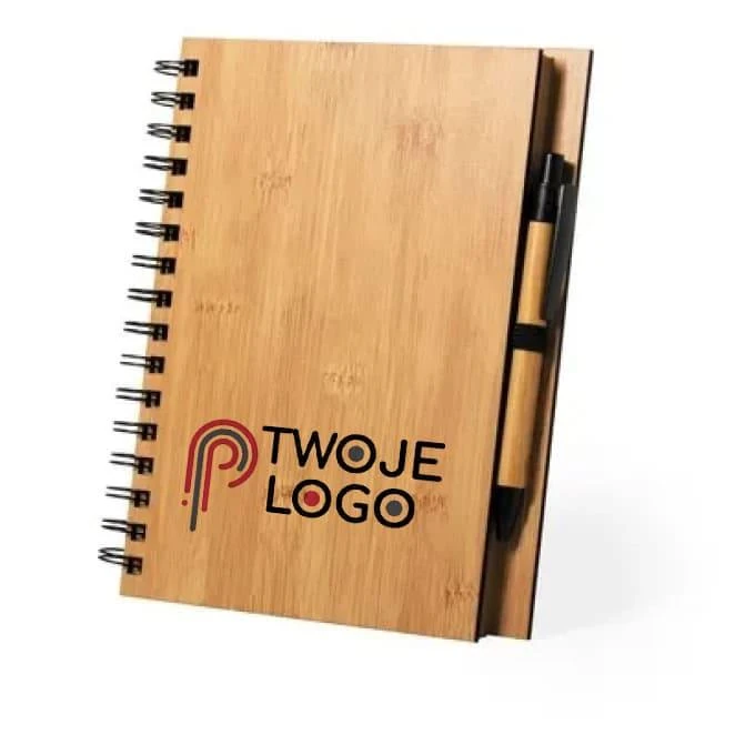 Bambusowy notatnik ok. A5 z długopisem z logo Zdjęcie