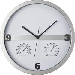 Zegar ścienny CrisMa z wskaźnikiem temperatury i wilgotności powietrza z naniesieniem logo