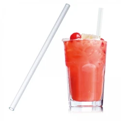 Słomka do napojów szklana 20 cm z nadrukiem logo