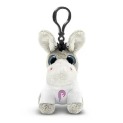 Pluszowy osiołek, zawieszka | Boe z logo firmy