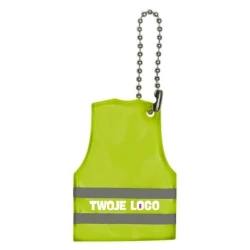 Brelok do kluczy, połyskliwa zawieszka "kamizelka" z naniesieniem logo
