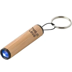 Bambusowy brelok do kluczy, lampka LED do nałożenia logo