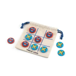 CROSSES. Klasyczna drewniana gra w kółko i krzyżyk, 10-częściowa z nadrukiem logo