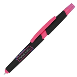 Długopis plastikowy z zakreślaczem touch pen z logo firmy