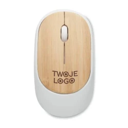 Bezprzewodowa mysz z bambusa CURVY BAM z nadrukiem logo