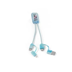 BERNERS. Superszybki kabel USB 6 w 1 wykonany w przetworzonego PET (100% rPET) z logo firmy