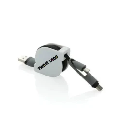 Zwijany kabel do ładowania i synchronizacji 3 w 1 z naniesieniem logo