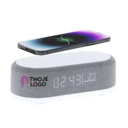Ładowarka bezprzewodowa 15W, głośnik bezprzewodowy 5W, zegar, lampka LED do nałożenia logo