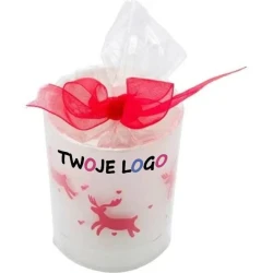 Ozdobny świecznik ze świeczką z naniesieniem logo