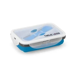 SAFFRON. Lunch Box. Wysuwane hermetyczne pudełko wykonane z silikonu i PP 640 mL z logo firmy