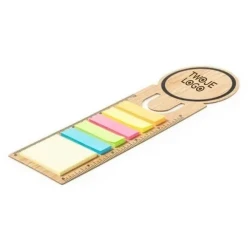 Bambusowy zestaw do notatek, karteczki samoprzylepne, zakładka do książki, linijka, notatnik do nałożenia logo