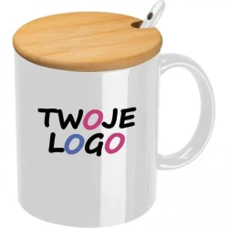 Kubek ceramiczny z łyżeczką 300 ml z logo firmy
