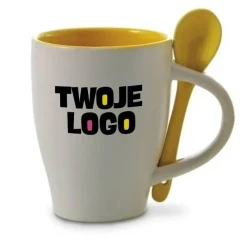 Kubek ceramiczny 300 ml z łyżeczką do drukowania logo