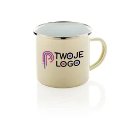 Emaliowany kubek 350 ml w stylu vintage z nadrukiem logo