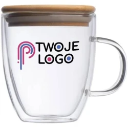 Kubek szklany z pokrywką GERTHE 350 ml do naniesienia logo