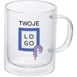 Kubek szklany z podwójnymi ściankami CARACAS 350 ml z logo