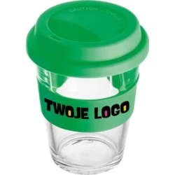 Kubek szklany z pokrywką 300 ml do naniesienia logo