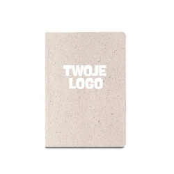 ORGANIC SEMI-RIGID. Notatnik A5 z półsztywną okładką wykonaną z organicznej masy, z rośliny zwanej "trawą słoniową" (80%) z logo firmy