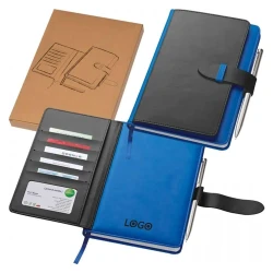 Notatnik A5 w linie z wizytownikiem do drukowania logo