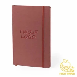 Notatnik A5 z kartonu z recyklingu i papieru z owoców z nadrukiem logo