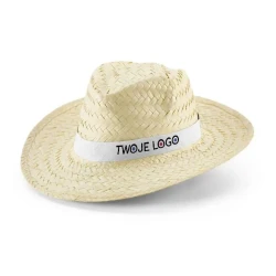 EDWARD POLI. Naturalny słomkowy kapelusz z poliestrową wstążką do naniesienia logo