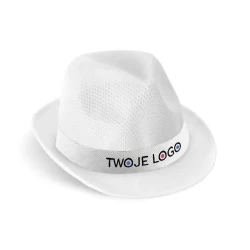 MANOLO POLI. Kapelusz z PP z białą poliestrową wstążką do drukowania logo