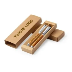 Zestaw piśmienniczy ze skóry z recyklingu, długopis i pióro kulkowe z nadrukiem na zamówienie