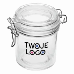 Szklany słoik CLICKY S, pojemność ok. 280 ml. do drukowania logo