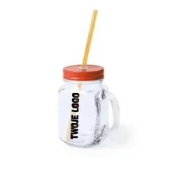 Słoik do picia 500 ml ze słomką z nadrukiem na zamówienie