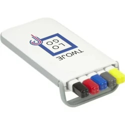 Zestaw piśmienniczy, ołówek, zakreślacz i długopisy z wkładem w kolorze nakrętki z naniesieniem logo