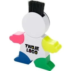 Zakreślacz "ludzik", czyścik do ekranu, pędzelek do czyszczenia klawiatury do drukowania logo